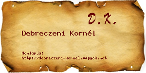 Debreczeni Kornél névjegykártya